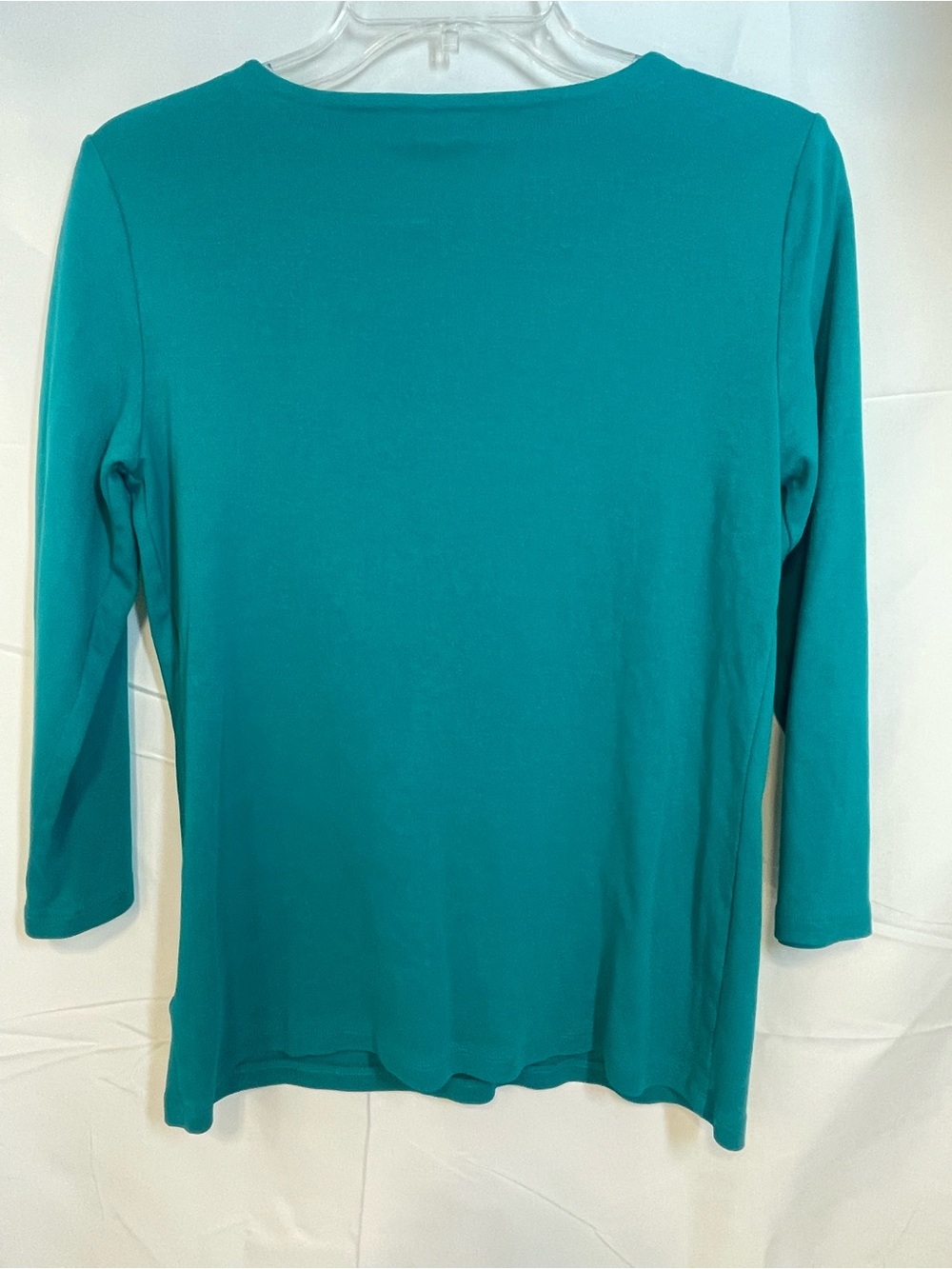 Talbots Women’s Teal Three-Quarter Sleeve Notch-Neck Top Size M - Picture 3 of 6